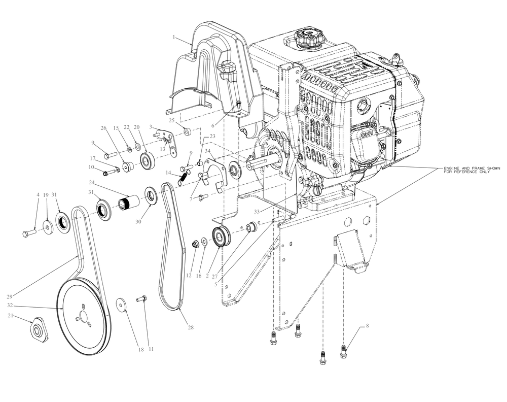 Engine Drive Diagram and Parts List for 3X34-INCHMAXH (31AH8E4V710)(2020) Cub Cadet Snow Blower